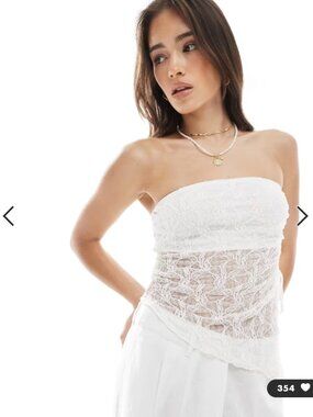 Good Days Project white lace bandeau top size M